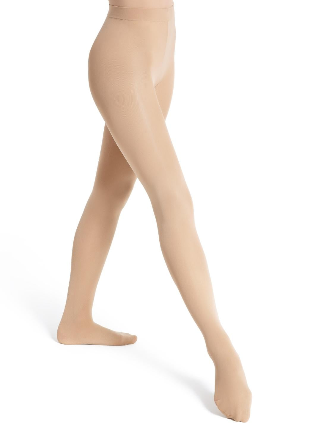 Ultra Soft Self Knit Waistband Transition® Tight, a comfortable and durable dance tight with a soft self-knit waistband - tan